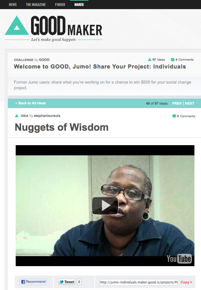 GOOD, Jumo Individuals Challenge: VOTE for Nuggets of Wisdom! 